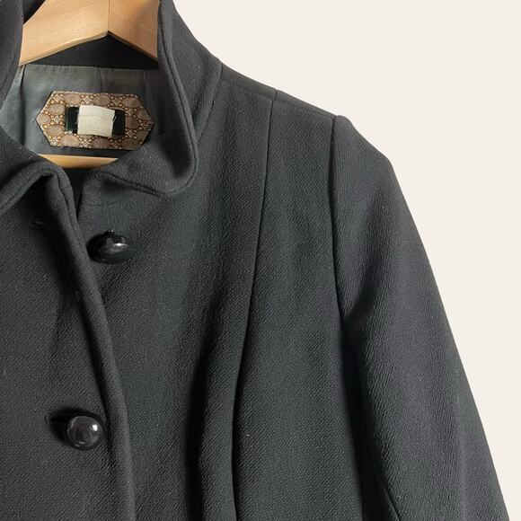 J.Crew Carlin Double Cloth Black Wool Coat Size 10 - Picture 6 of 13